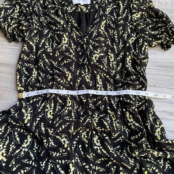 BA&SH Matcha Floral Mini Dress Noir Flowy Ruffles Elastic Waist BLK/Yellow SZ 4 - Picture 15 of 16